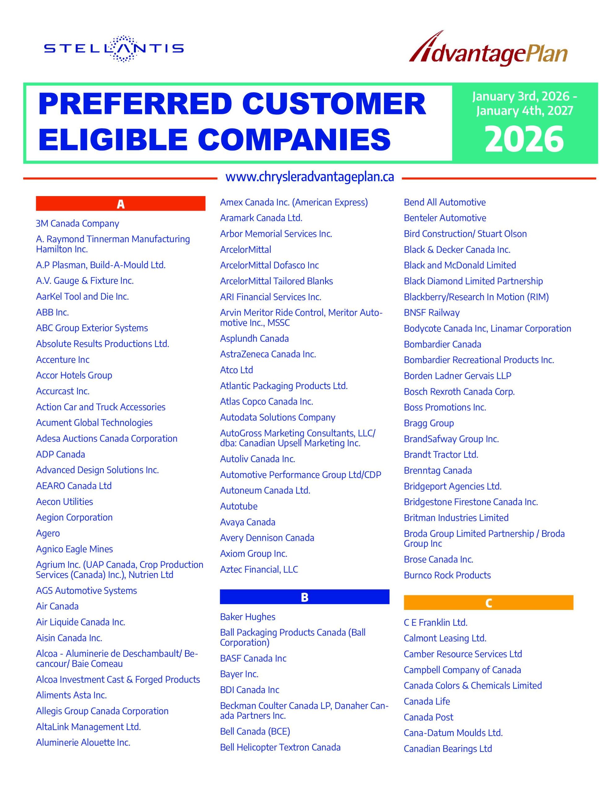 Stellantis Advantage Plan Preferred Customer Eligible Companies Rocky Advantage Plan