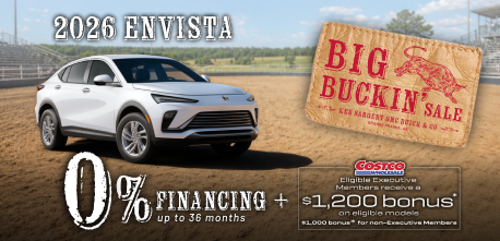 Get financing as low as 0% for up to 36 months OAC and Costco Member bonus on 2026 Buick Envista