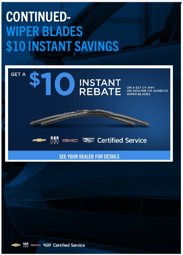 $10 Rebate on GM & AC Delco Wipers