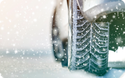 winter tire in the snow