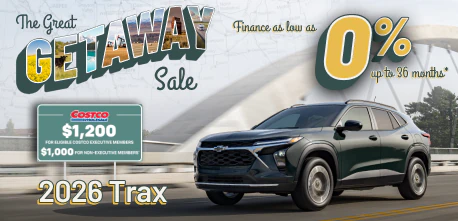 Get financing as low as 0% for up to 36 months OAC and up to $1,200 Costco Member Bonus on 2026 Trax.