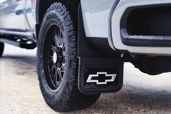 Mud flaps installed for custom truck in Fort Saskatchewan