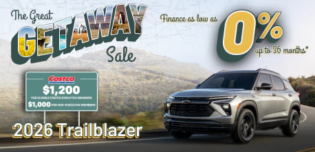 Get financing as low as 0% for up to 36 months OAC and up to $1,200 Costco Member Bonus on 2026 Trailblazer.