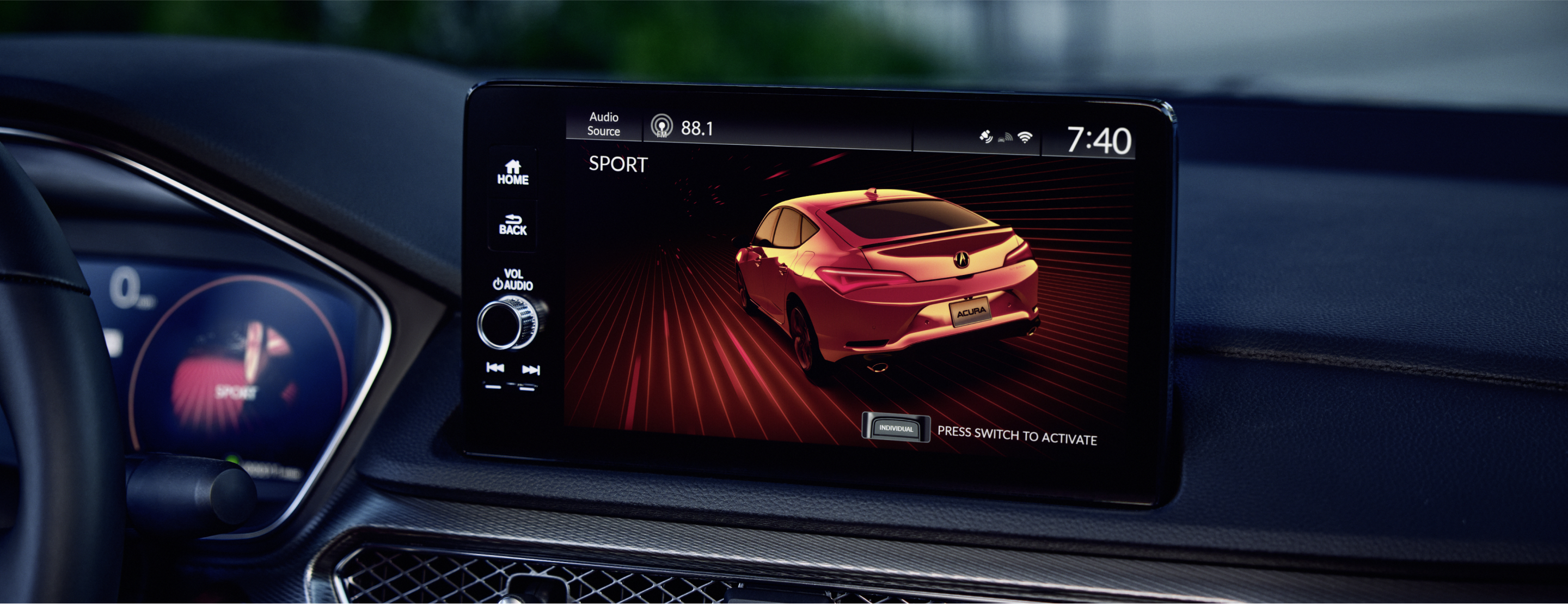 Media screen showing Sport trim features inside2026 Acura Integra