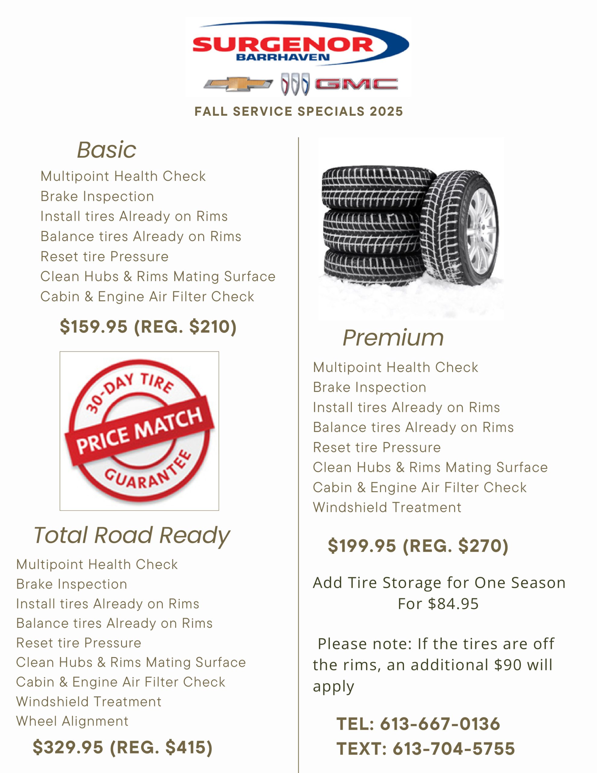 FALL SERVICE SPECIALS