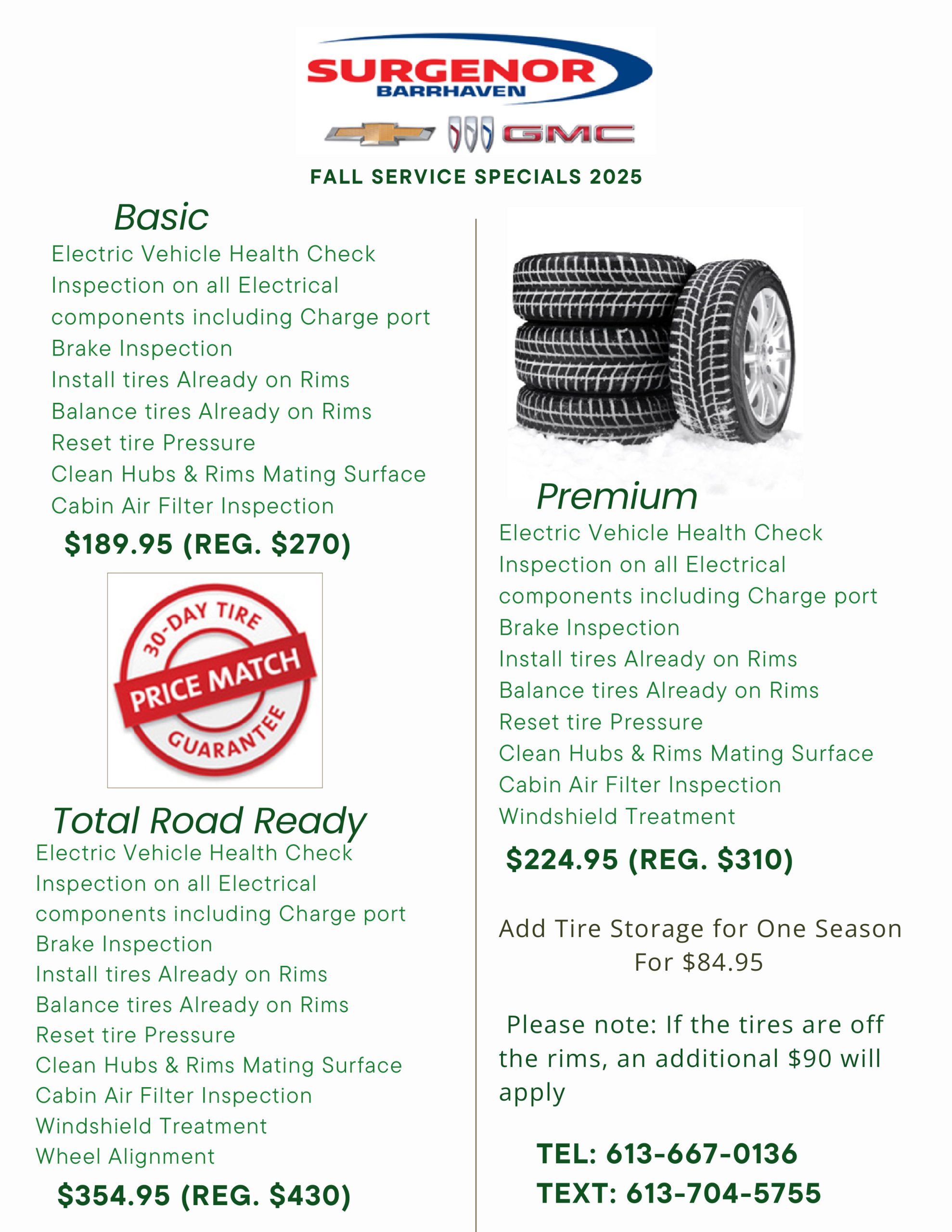 EV FALL SERVICE SPECIALS EV FALL SERVICE SPECIALS