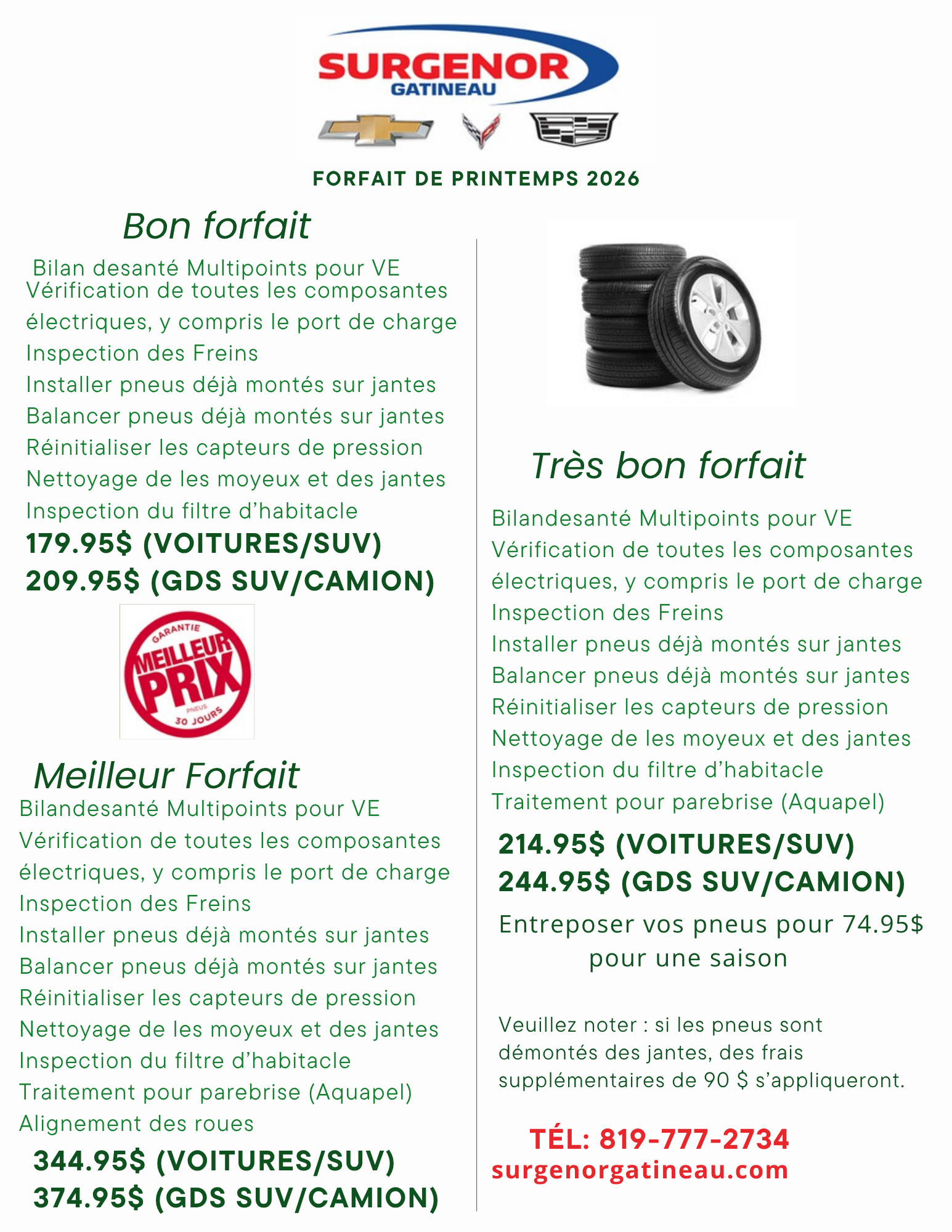 FORFAIT DE PRINTEMPS VE 2026