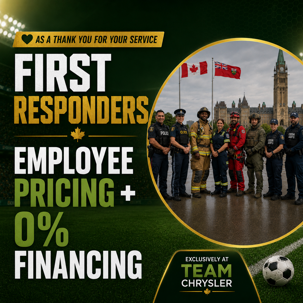 first responders get 0 financing and employee pricing