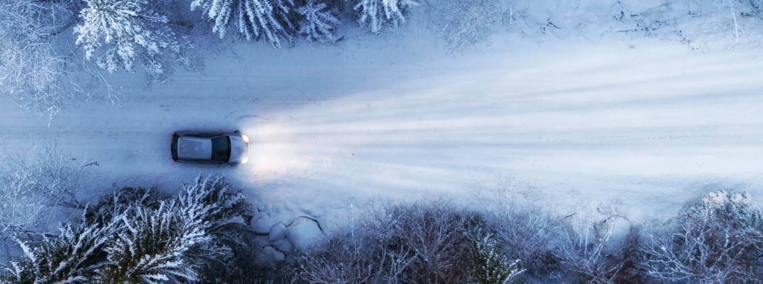 A car driving on snow