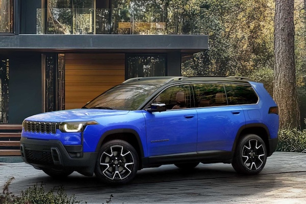 Exterior of a blue 2026 Jeep Cherokee.