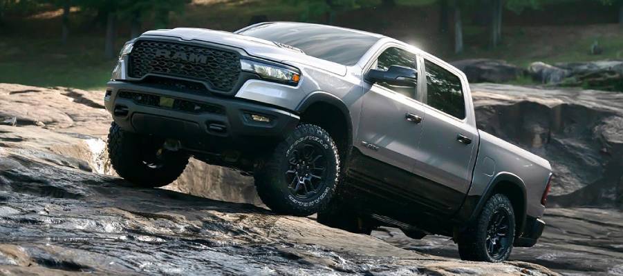 A new silver 2026 Ram 1500 for sale at Tilbury Chrysler in Tilbury, ON