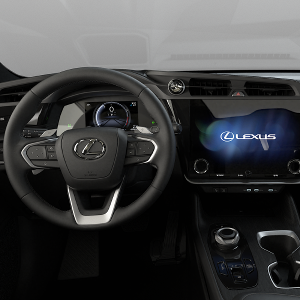 Interior dashboard and digital display of the 2026 Lexus RZ electric luxury SUV at Tony Graham Lexus in Ottawa