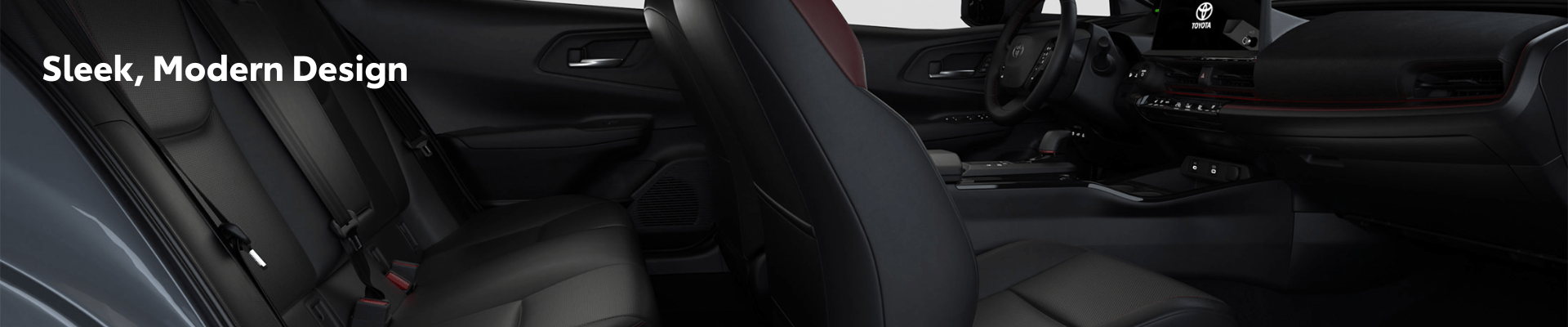 Side view of the 2024 Toyota Prius Plug-In Hybrid interior showing front and rear seats