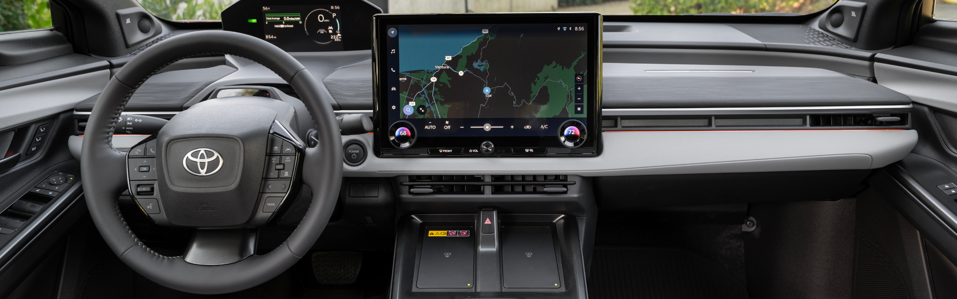 2026 Toyota C-HR interior dashboard with steering wheel and central touchscreen display