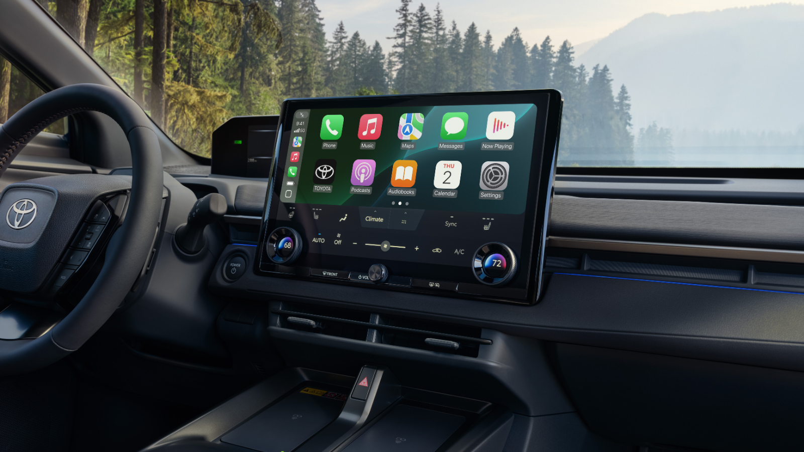 2026 Toyota bZ Woodland infotainment touchscreen with smartphone connectivity