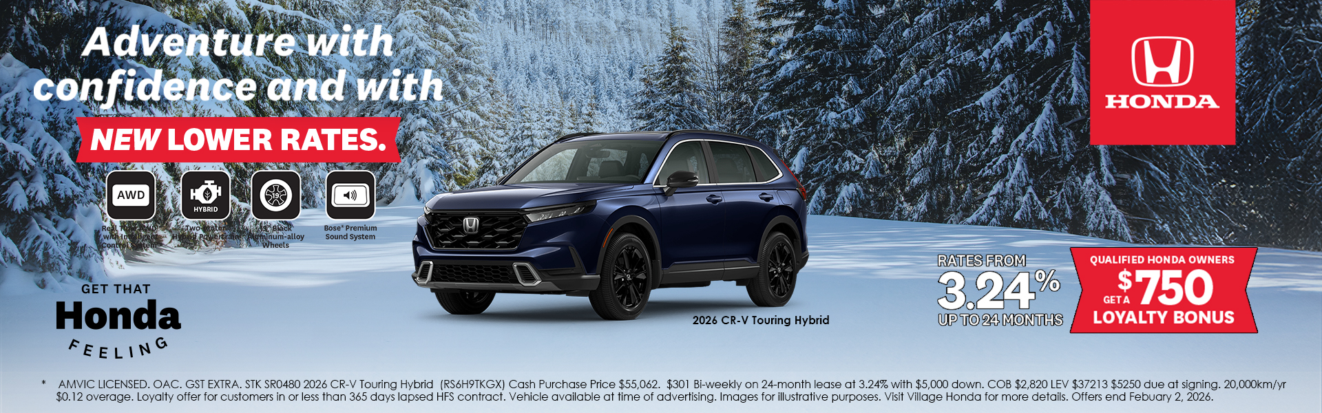 Lease the 2026 CR-V Hybrid Touring from 3.24%