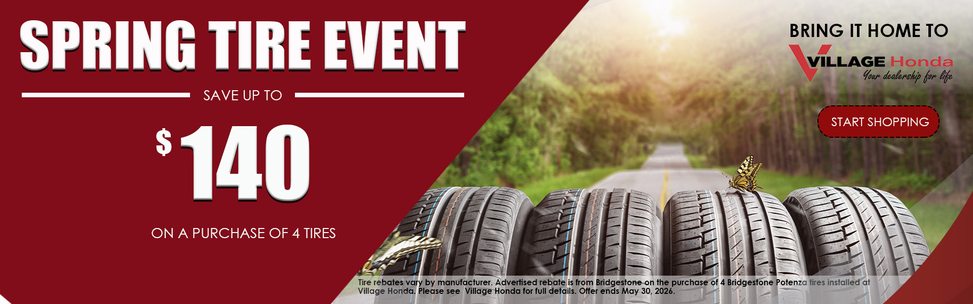 spring tire rebates at village honda