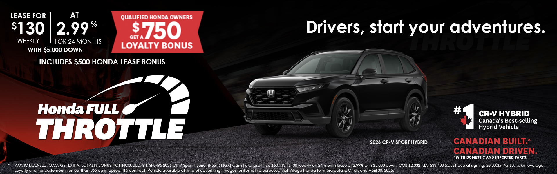 Lease the 2026 CR-V with rates as low as 2.99%