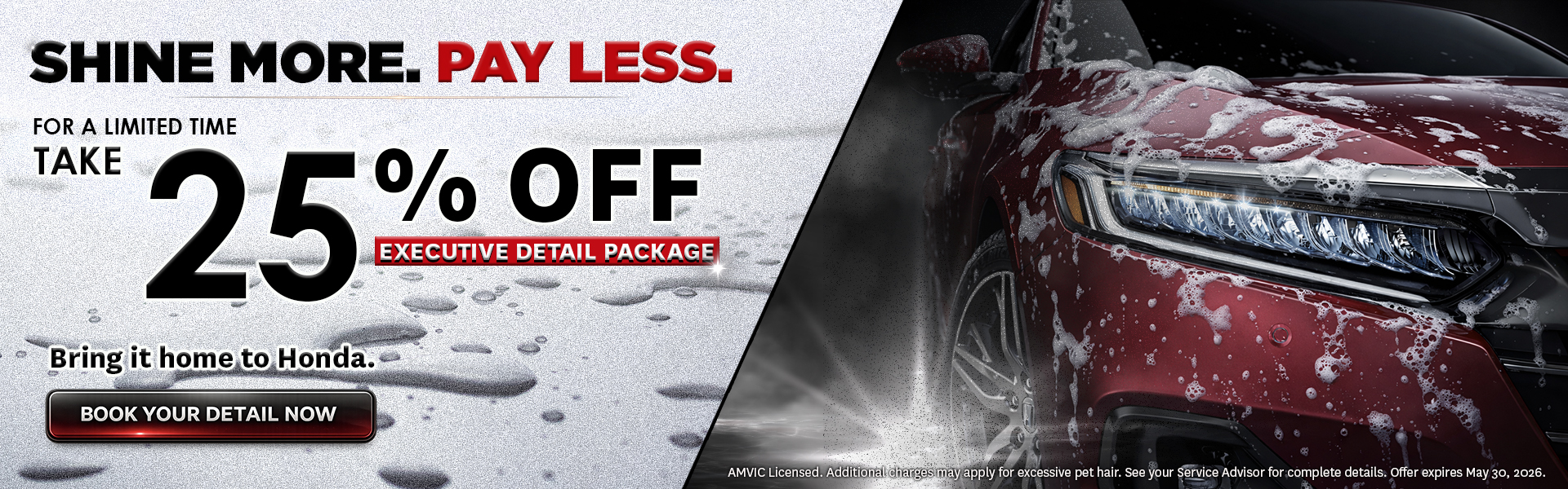 25% off offer for Executive Detailing Package at Village Honda