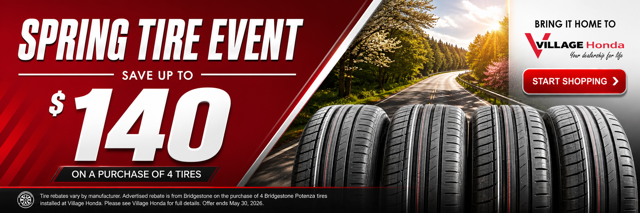 Save up to $140 on a set of tires