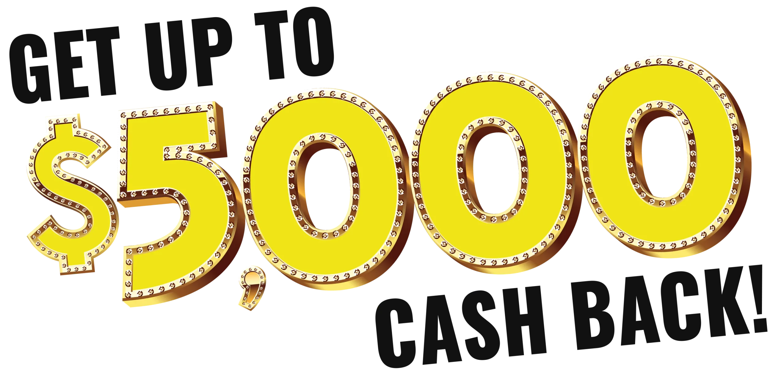 Image of giving up to 5,000 dollars with all in-stock purchases in yellow