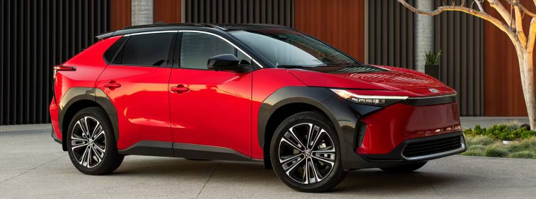 2025 Toyota bZ4X XLE parked on pathway during daytime.