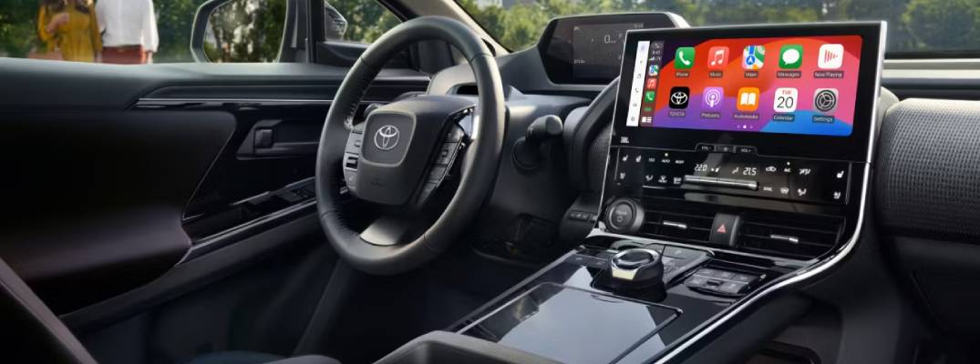 Apple CarPlay connected to multimedia screen inside 2025 bZ4X.