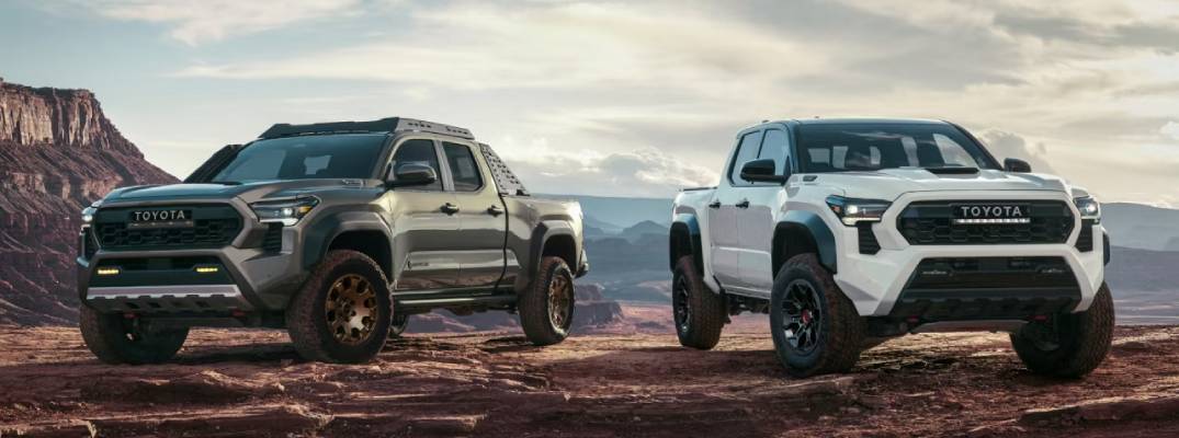  2026 Toyota Tacoma models parked on dirt terrain