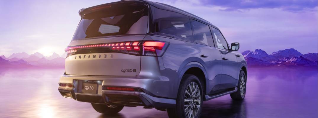 2026 INFINITI QX80 in front of purple/dusk like background