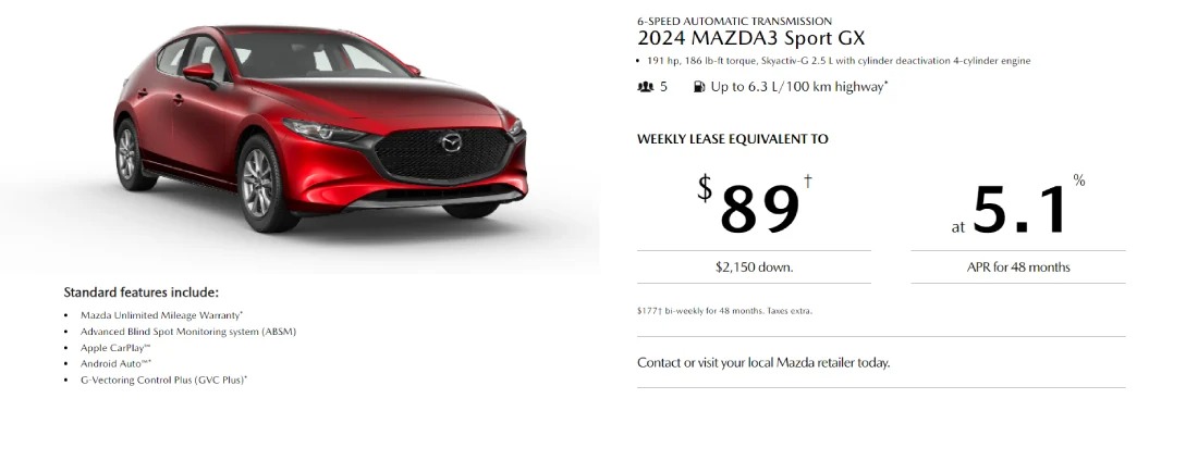 MAZDA 3 Sport Lease Specials