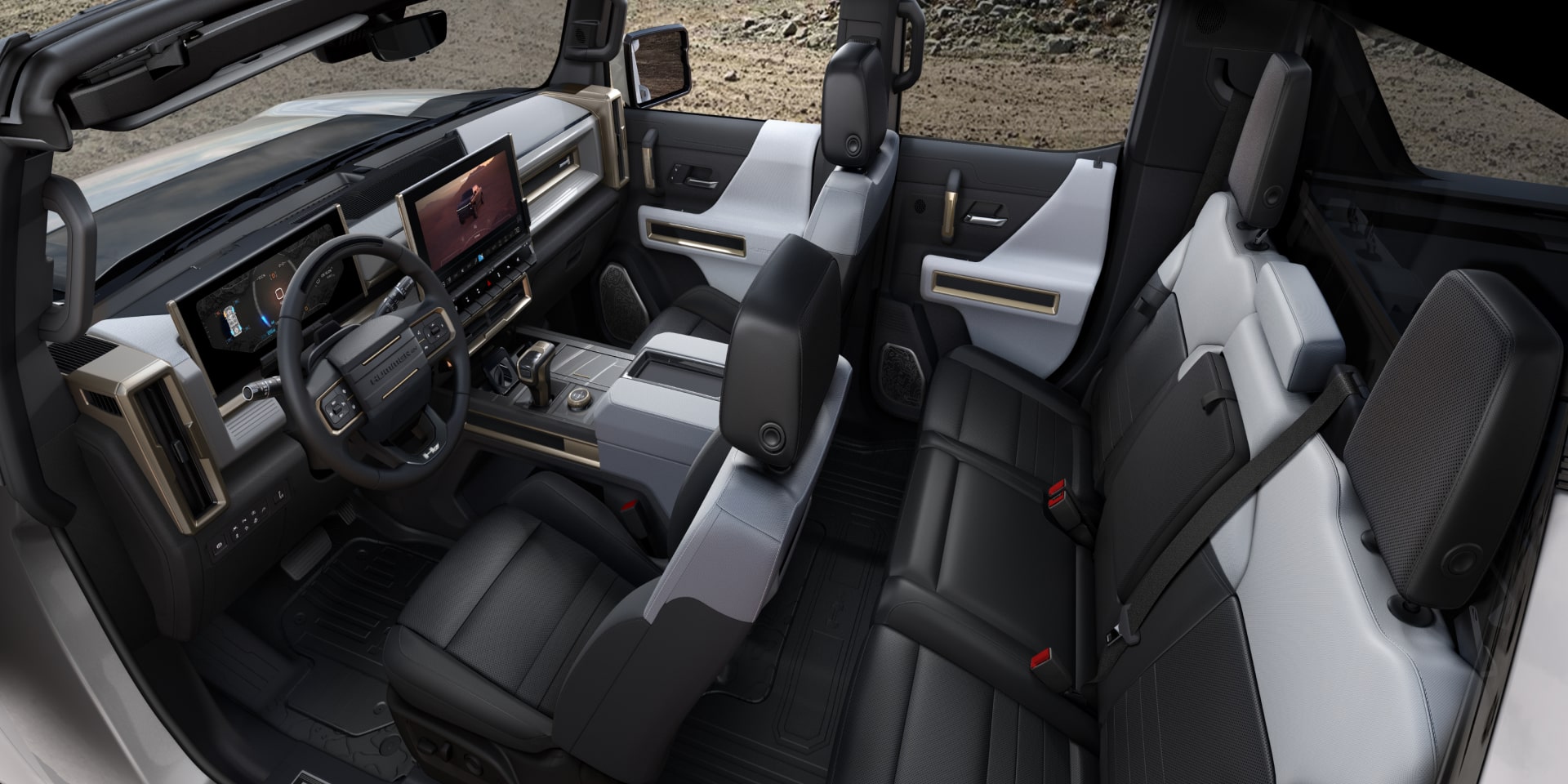 Seats inside 2025 GMC Hummer EV Pickup.