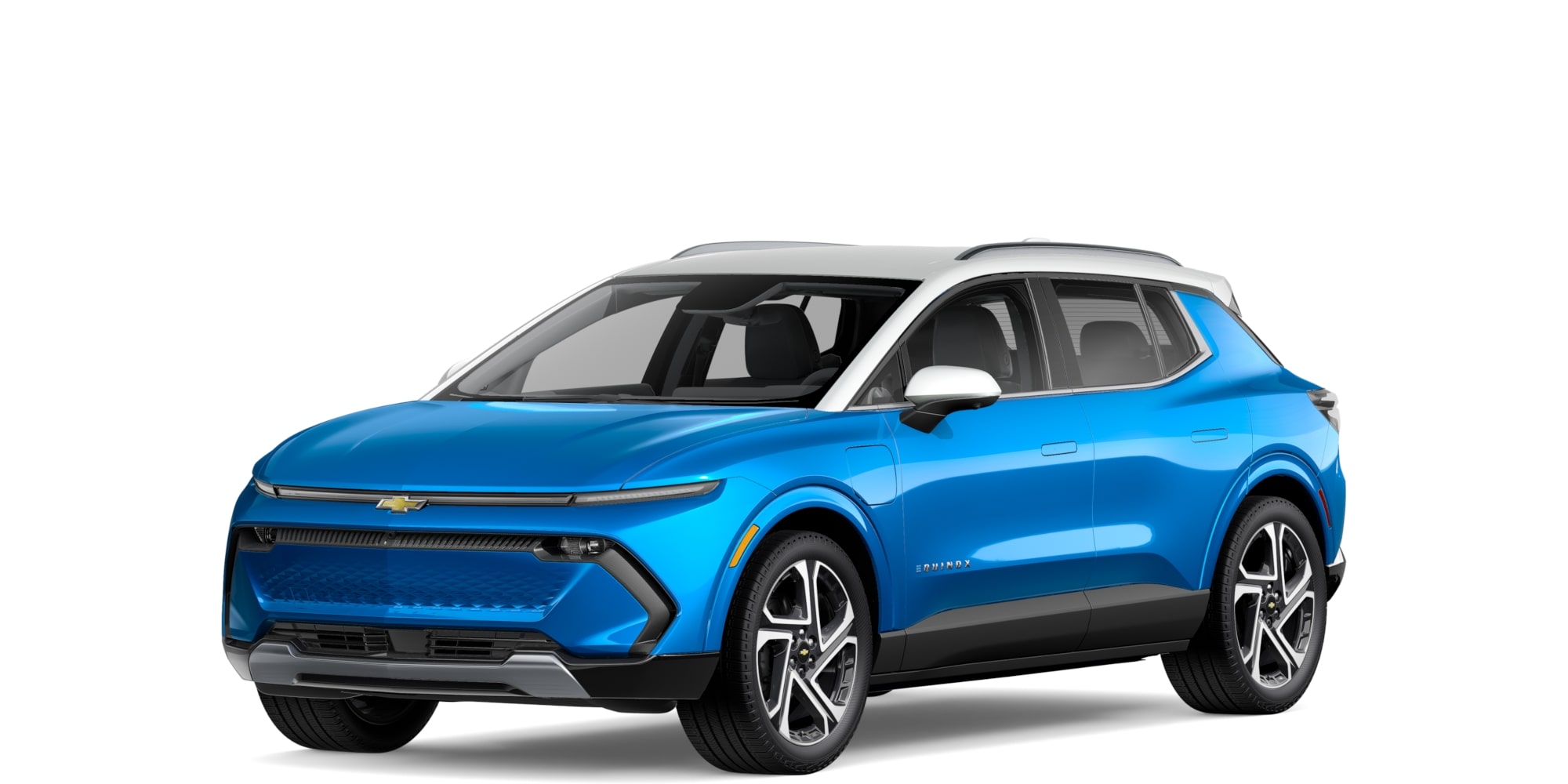 Two-tone blue Equinox EV with white roof