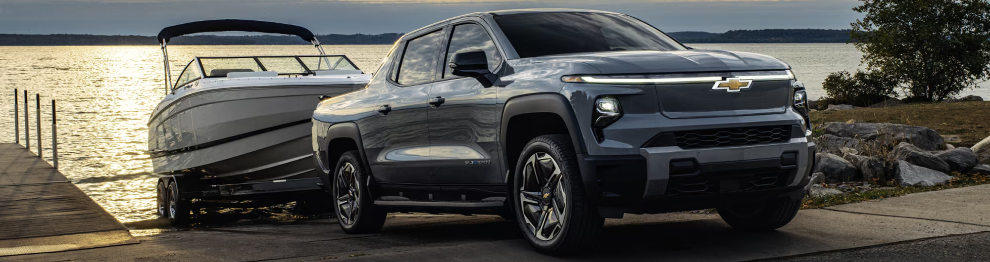 2026 Chevrolet Silverado EV pulling boat out of water