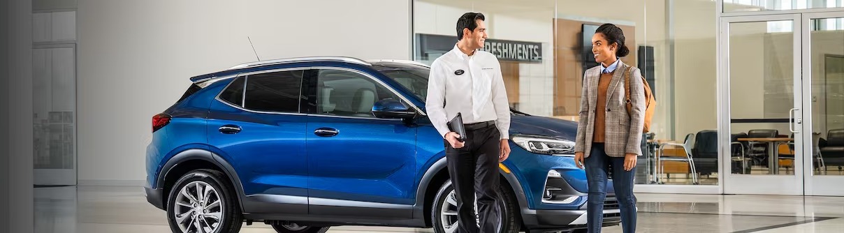 Sales person speaking to customer